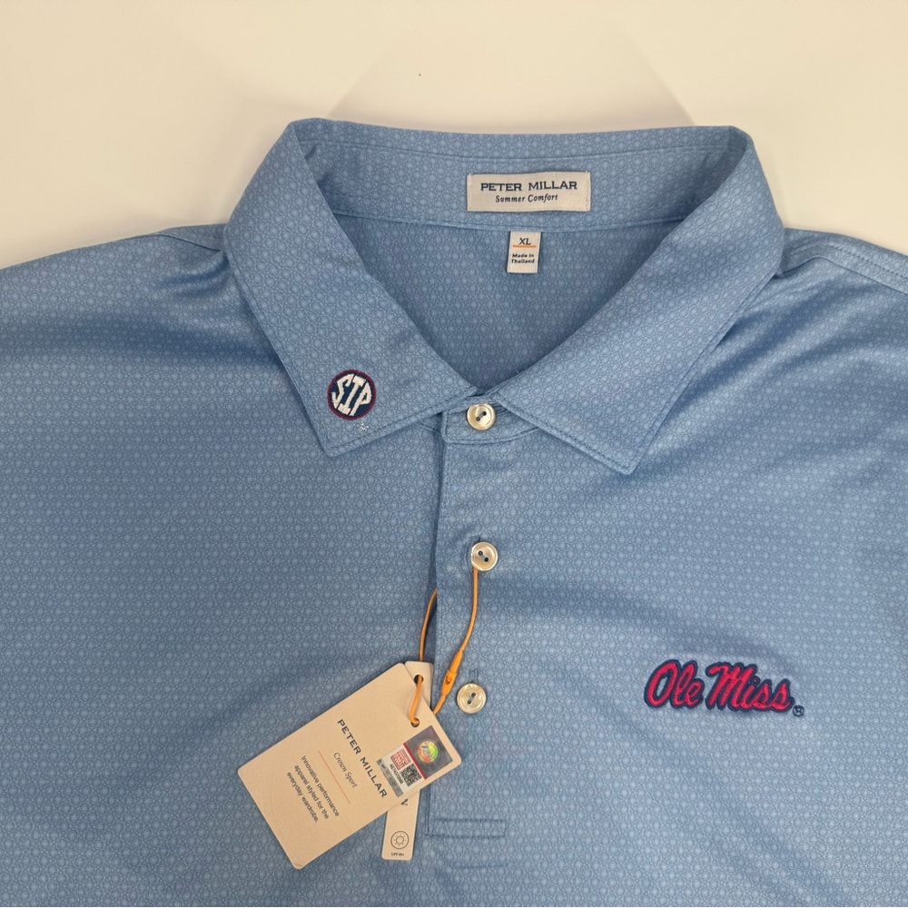 EXCLUSIVE: SIP EMBROIDERED COLLAR!! Peter Millar Ole Miss Tesseract Polo -NWT-XL